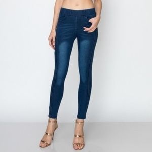 High Waist Jeggings with Side Seam Detail